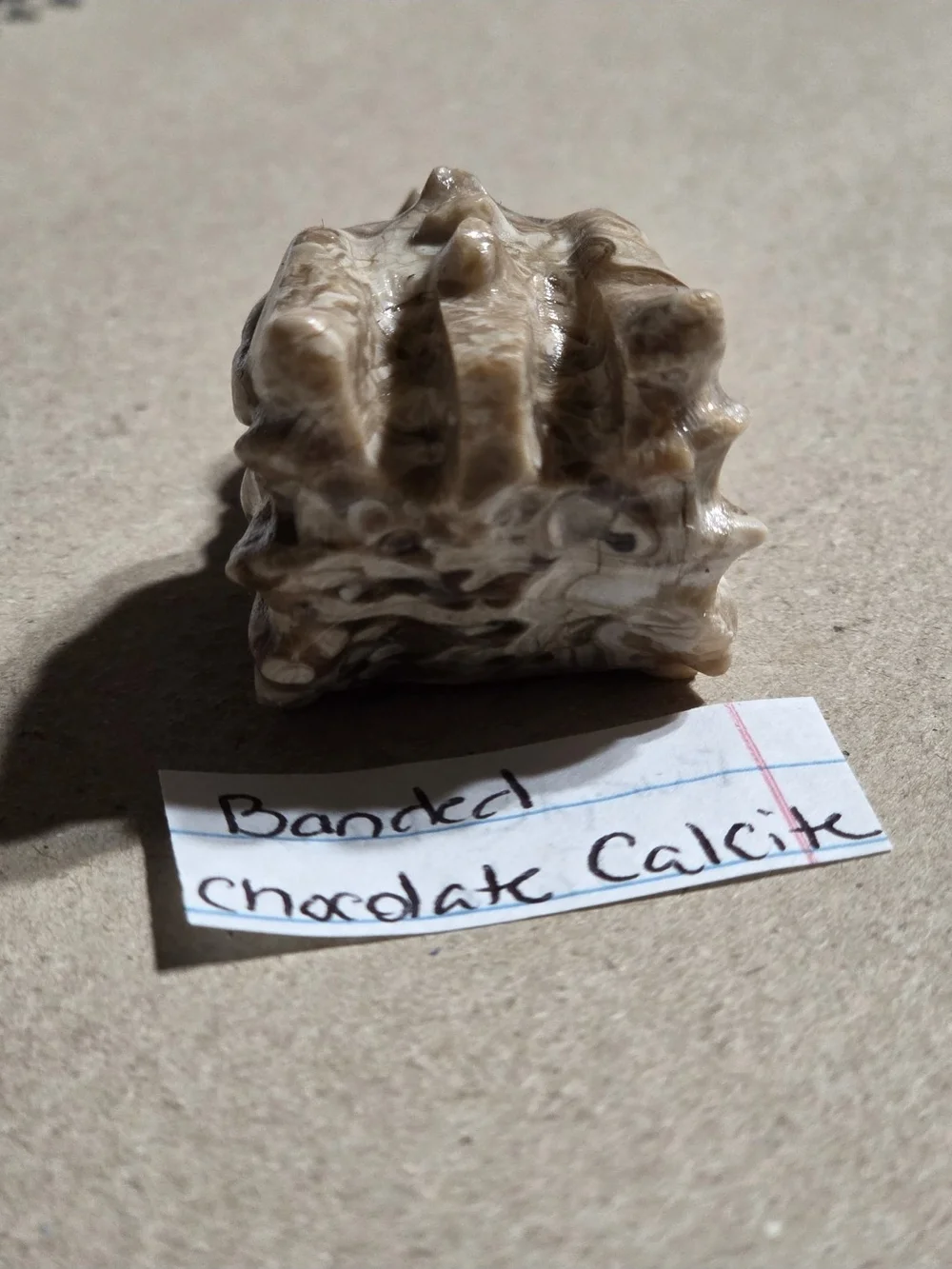 Detailed Banded Chocolate Calcite Crystal Carved Dragon Head Stone Sculpture